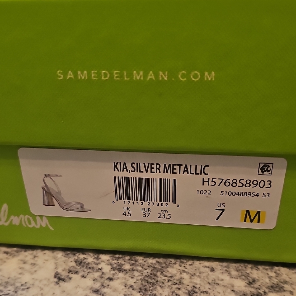 Sam Edelman Silver Block Heel Sandals - Picture 4 of 4
